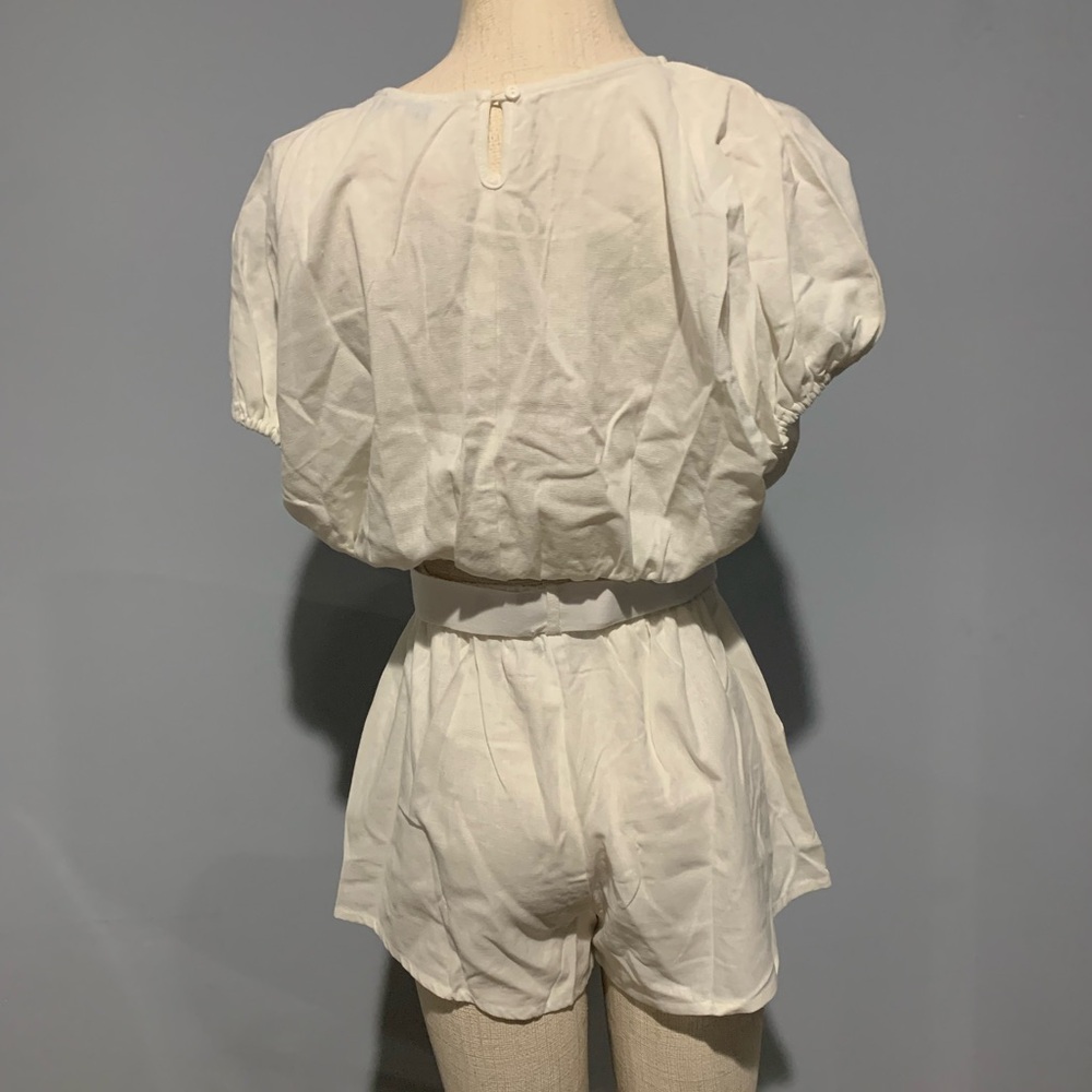 White Short Sleeve Romper
